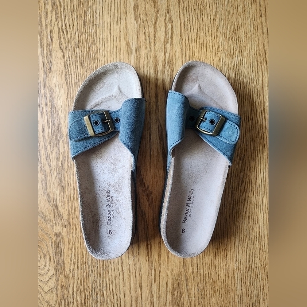 Baxter & Wells Made In Spain (Like Birkenstocks) Blue Sandals Women's Si… - Picture 9 of 10
